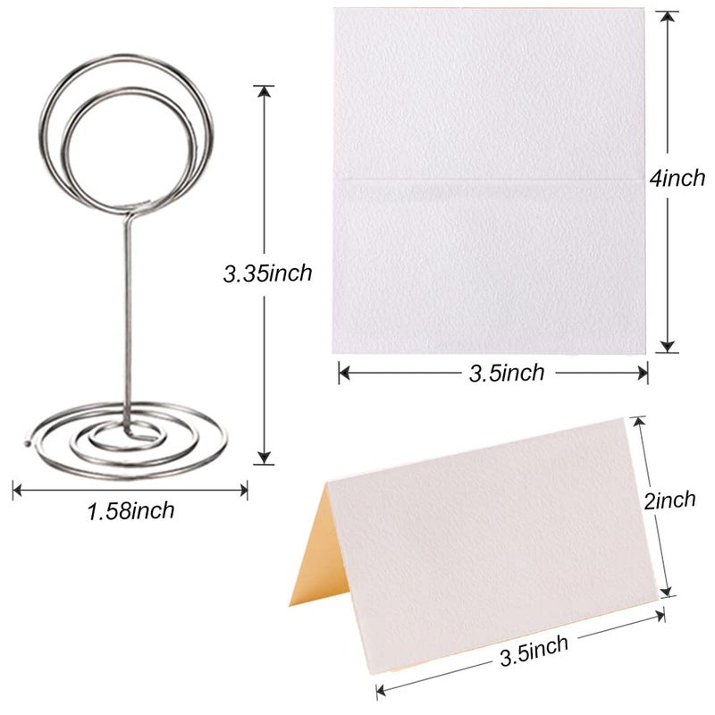 Toncoo 24 Pack Premium Table Number Holders and 24 Pcs Place Cards, Table Sign Stand, Photo Picture Holders Wedding Table Name Card Holder(Sliver) - Image 3